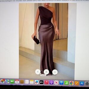 Elegant One-Shoulder Brown Dress